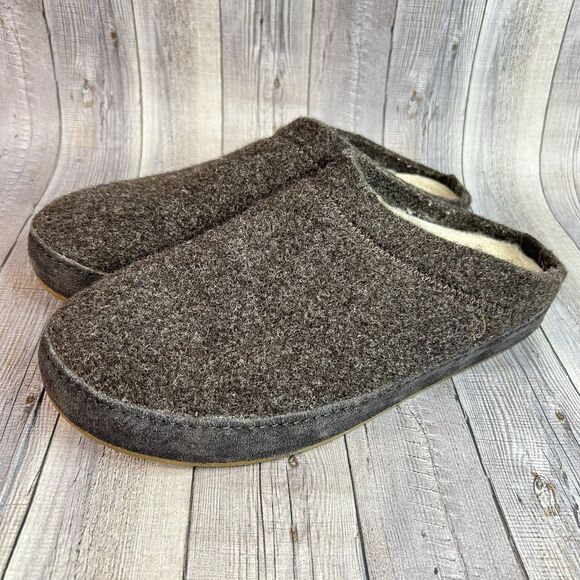 Olukai Hamani Hulu Mule Slippers Warm Slip-On Men\'s 9 Real Sheep Fur Wool Gray main image 5